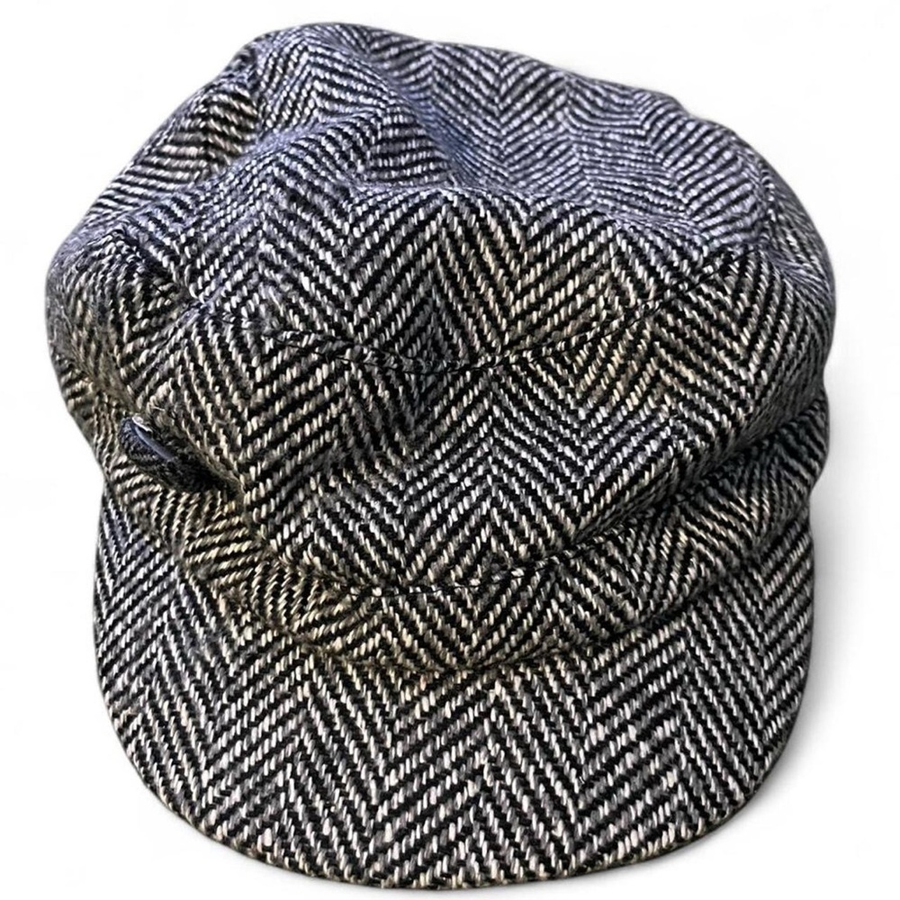 Mudd Vintage Y2K Herringbone Tweed Black & White Newsboy 📰 Cap